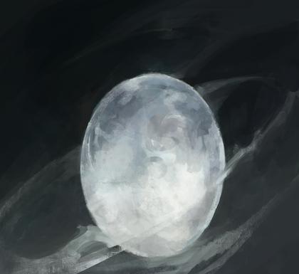 Pale white Air gem in drifting mist