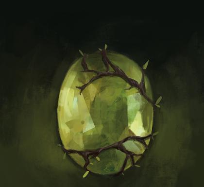 Green Earth gem wrapped in thorny vines