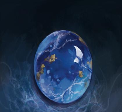 Deep blue Water gem amid swirling waves