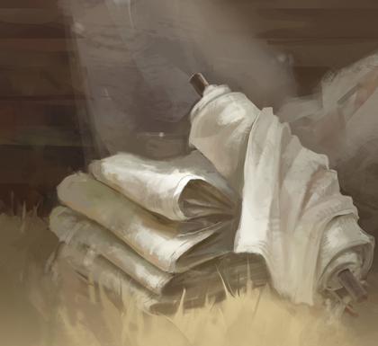 Cloth resource: folded bolts of fabric