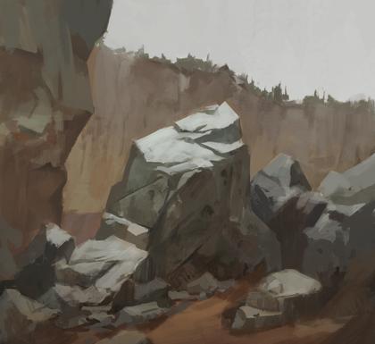 Stone resource: rough boulders in a quarry